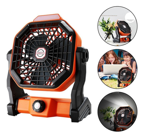 Ventilador De Camping Portátil Con Control Remoto Lámpara Le