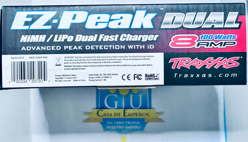 Cargador Traxxas Ez-peak Dual 100 Watts 8 Amp Con Id Battery