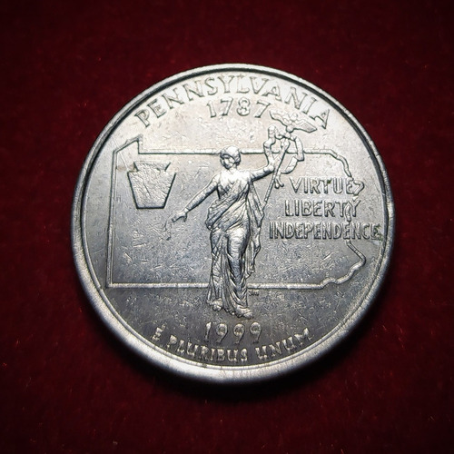 Moneda Cuarto De Dolar Estados Unidos Pensilvania 1999 P
