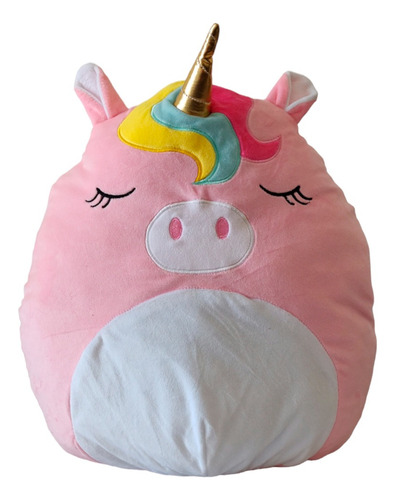 Cojin Peluche Unicornio Rosa Suave Bordado Arcoiris Kawaii