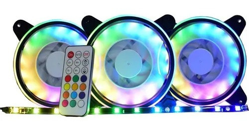 Kit 3 Coolers E Fita Led Rgb Rainbow Slim Ring Af-y1225 Kmex