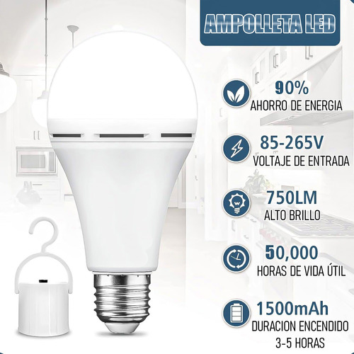 Ampolleta Recargable Led Ampolleta Inteligente 15w E27