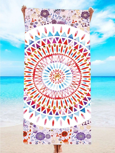 Toalla Para Playa O Piscina Con Patrón Mandala Multicolor