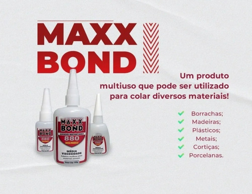Kit 10 Un. Cola Instantânea Maxx Bond 880 Super Adesivo 100g