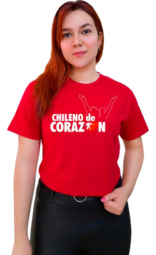 Polera Chile Fiestas Patrias Chileno De Corazón Todas Tallas