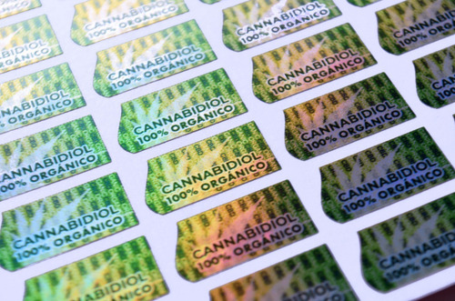 Holograma Cannabidiol 100% Org / 336 Pzs 20mm Color Holografico Diseño Impreso Cbd 100% Organico B