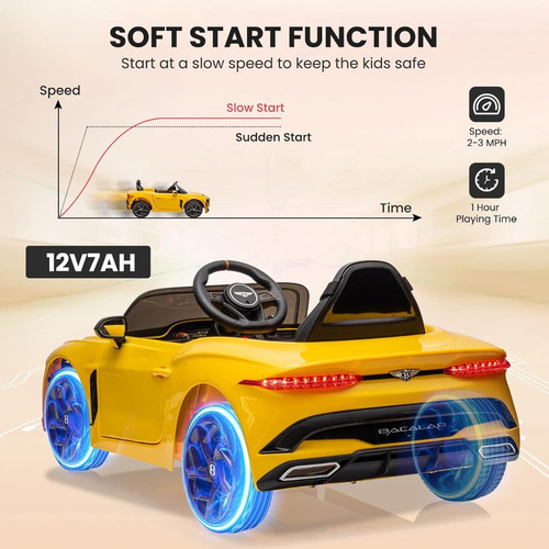 Vehículo P/niños Estilo Bentley Bacalar; 12 V; Amarilo