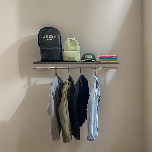 Repisa Estante Perchero Organizador De Ropa Y Accesorios Color Lombardia/blanco