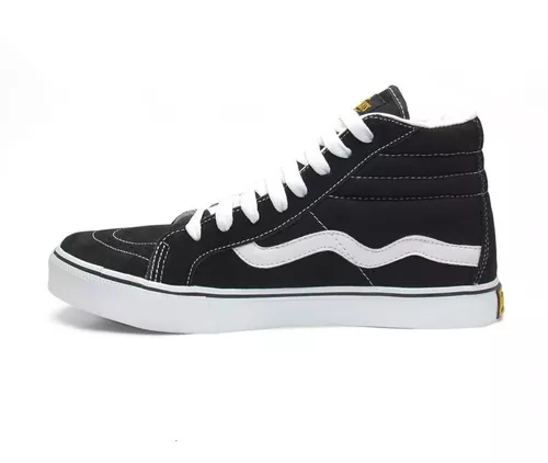 Tenis Skate Mad Rats Original Cano Alto Preto Faixa Branca