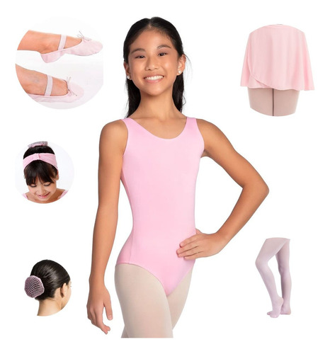 Kit Ballet Infantil Uniforme Roupa Bale Completo Regata 6 Pç