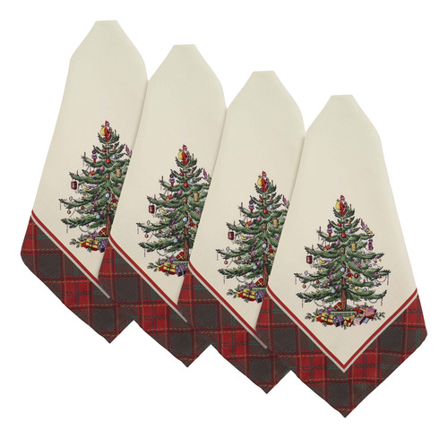 Spode Juego De Servilletas Tartán Navidad 4 Unidades Mmg