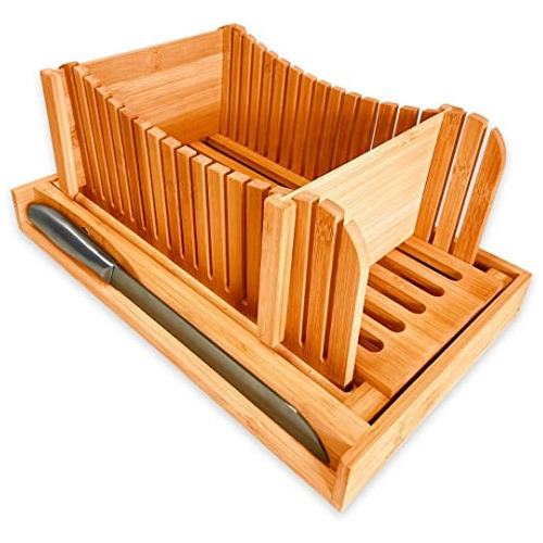 Bamboo Bread Slicer, Bread Cutter Guide Adjustable, Bre...