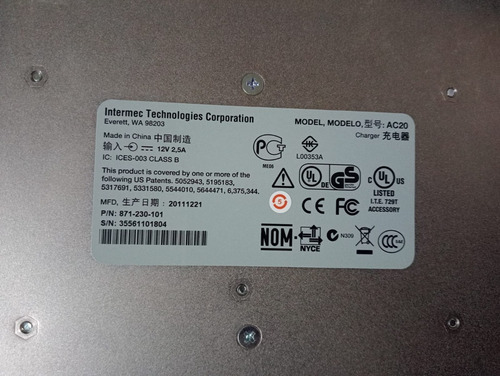 Intermec Cargador De 4 Baterías. Ac20. 871-230-101. Nuevo. (Usado)