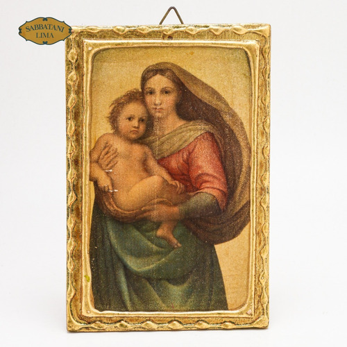 Cuadro Virgen María Niño Cristo Florentinos Pan De Oro