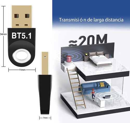 Adaptador Bluetooth 5.1 Dongle Usb Pc Bocina Celular Mouse