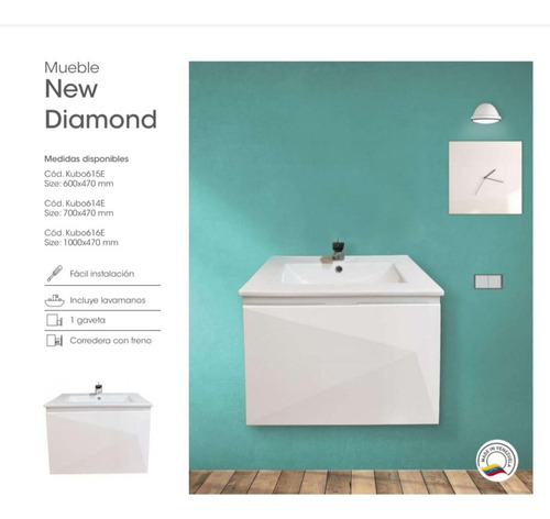 Kubo Mueble New Diamond Blanco Mate Con Lavamanos 70cm 614e