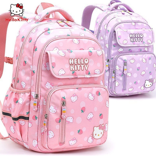 X Mochila Infantil Morada De Hello Kitty Fashion Con Dibujos A