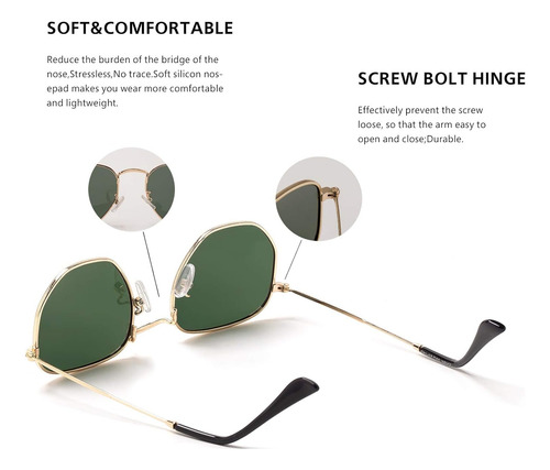 Hipster Hexagonal Gafas De Sol Polarizadas Hombres Mujere...