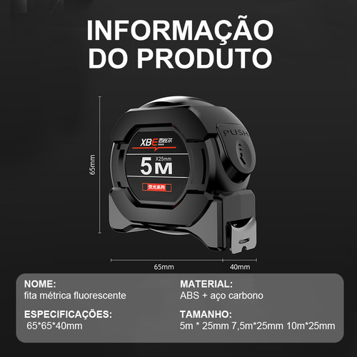 Régua De Aços Medição Prática 10m Com Fechadura