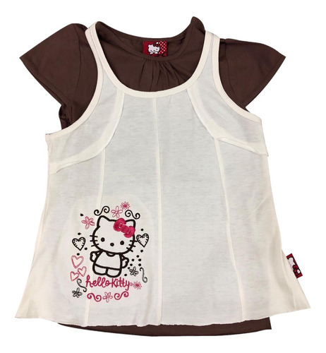 Polera Niña Algodón Bordado Hello Kitty S118132-42