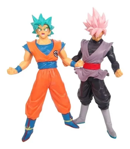 Kit 2 Boneco Dragon Ball Z Super Goku Super Sayajin Blue + ssj em