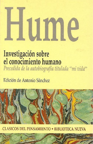 Libro Hume Investigacion Sobre El Conocimiento Humano De Dav