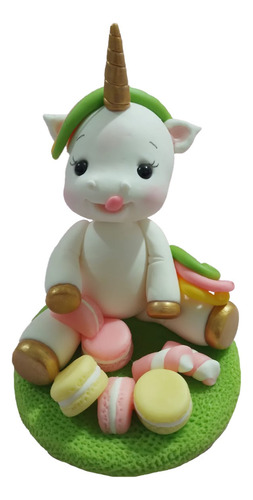 Adorno De Torta Unicornio Glotón De Porcelana Fría 