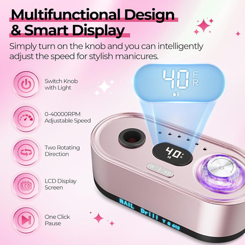 Taladro De Uñas Eléctrico Profesional: Kit De Lima De Uñas E