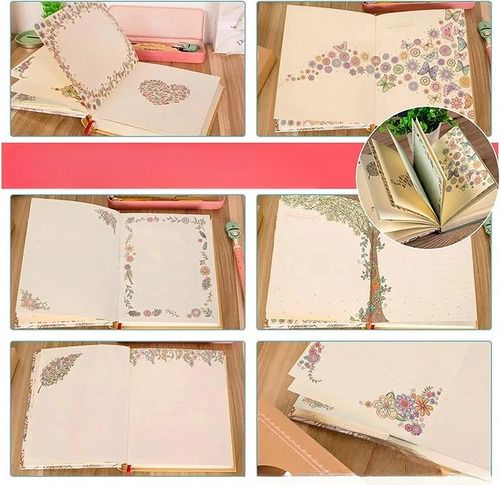 Diario Ilustrado Cuaderno Tapa Dura Flores Hojas Y Mariposas