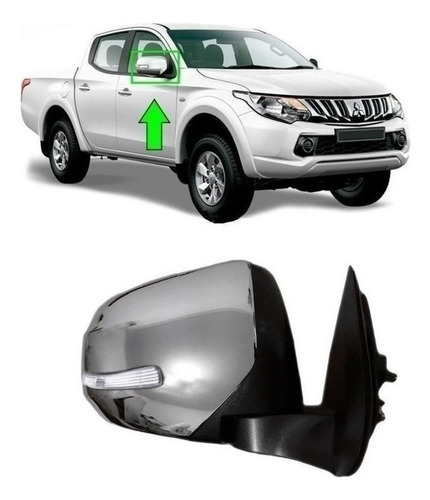 Espejo Derecho Mitsubishi L200 2016 2019 / Blinker/ Cromo