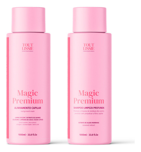 Kit Alinhamento Capilar Profissional Progressiva Orgânica Magic Premium | Escova Progressiva + Shampoo Limpeza Profunda 1L