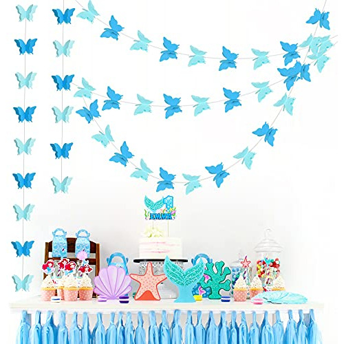 5 Piezas 3d Blue Butterfly Paper Garland Hanging Dhfx9