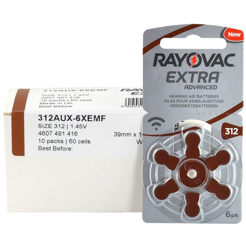 Imagen 1 de 5 de Pilas Audifonos Rayovac Nº312 Pr41 Caja De 60 Pilas Extra Ad