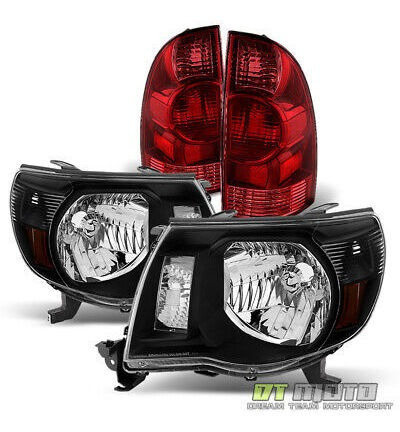 For 2005 2006 2007 2008 Toyota Tacoma Black Headlights+r Dtm