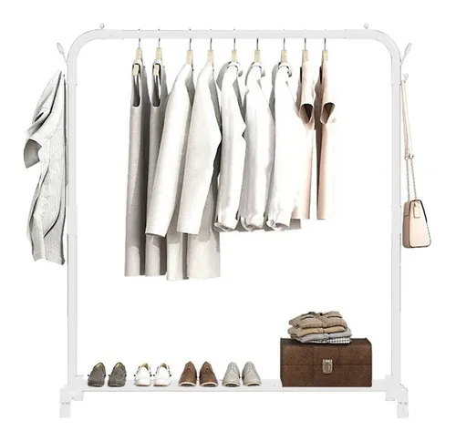 Perchero Móvil Organizador Para Ropa Rack Con Zapatera y Ruedas Giratorias  Color Negro Practiksa Rack Negro