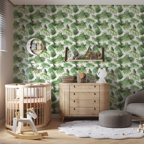 Imagem 6 de 9 de Papel De Parede Folhagem Verde 9,5mx52cm Begônia