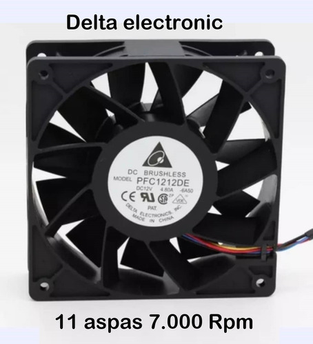 Imagen 2 de 3 de Fan Cooler 12x12x38 Extractor Ventilador Asic S9 Gpu Cpu