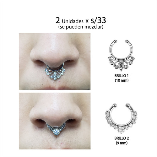 Piercing Septum Falso Nariz Piedra Presión Mujer Unisex 1