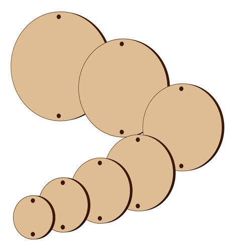 Circulo 10cm Con 2 Orificios Mdf 3mm Ideal Llavero Pack X50