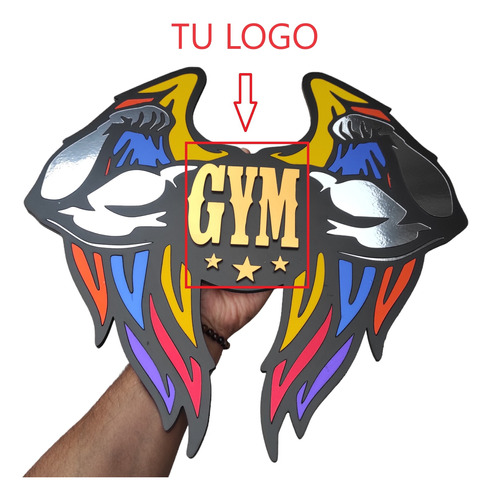 Anuncio Cuadro Gym Gimnasio 3d Con Tu Logo 40 Cm