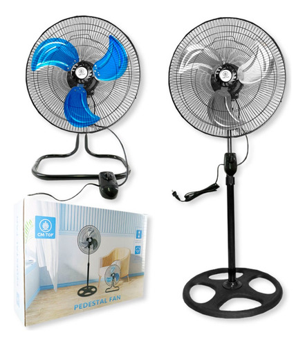 2 Ventiladores 3 En 1 De Pie Pared Piso Industrial Metálico 50 Cm 50 Hz / 60 Hz Negro Platedas Metal 3