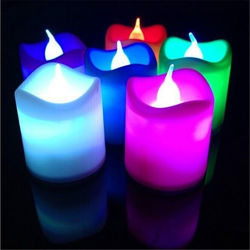Imagen 2 de 4 de Velas Led Multicolor Brillantes Decoración