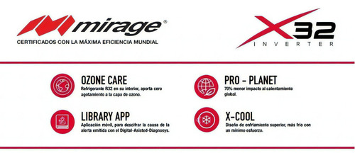 Minisplit Inverter X32 Frio Calor 220v Mirage 1 Tonelada R32 Color Blanco
