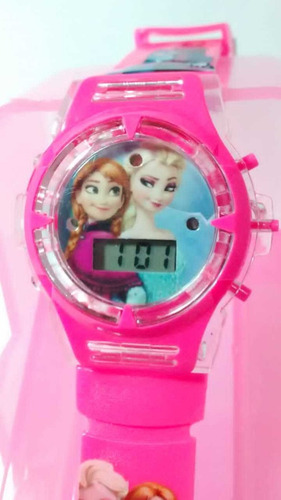 Relógio Infantil Frozen Lindo E Maravilhoso Led Toca Musica