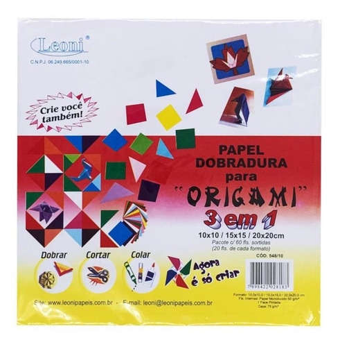 Papel Dobradura Para Origami 3 Em 1 Leoni