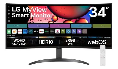 Monitor LG Myview Smart 34sr60qc-b Tela Curva 34