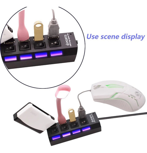 Hub 4 Puertos Usb Con Indicador De Luz Con Switch