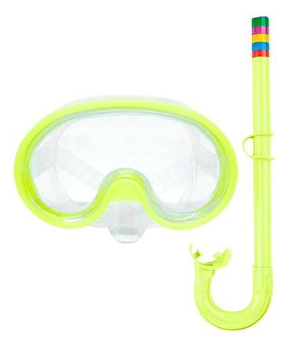 Kit Oculos Máscara Mergulho Respirador Snorkel Profissional Cor Verde-claro