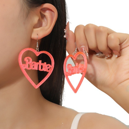 2 Pares De Pendientes Rosas En Forma De Corazón Para Niña