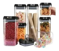Comprar  Set De 7 Frascos Organizadores De Cocina Herméticos Negro